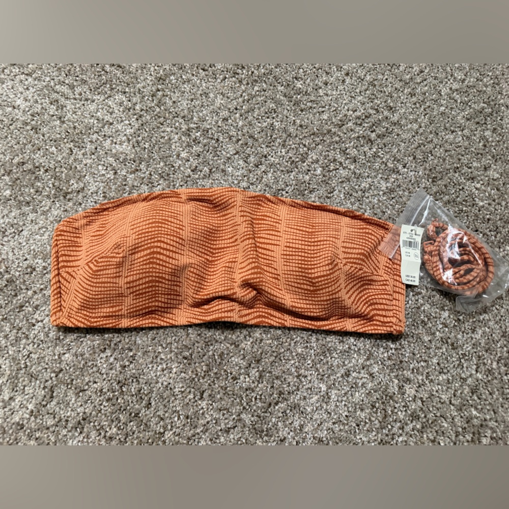 Aerie Orange Textured Bikini Top